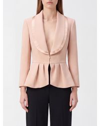 Elisabetta Franchi - Cropped Single-Breasted Blazer With Satin Shawl Collar And Ruffled Hem - Lyst