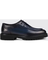 Doucal's - Smooth Leather Derby Shoes With Raised Apron And Rubber Sole - Lyst