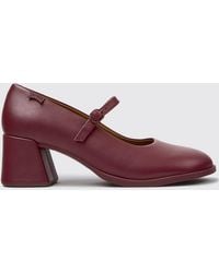Camper - Kora Smooth Leather Mary Jane Pumps With Flared Mid-Heel - Lyst