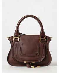 Chloé - Chlo&Eacute Marcie Small Grained Calfskin Handbag With Woven Handles - Lyst