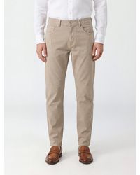 Eleventy - Slim Fit Linen And Cotton Blend Trousers With Drawstring Waist - Lyst