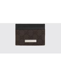 Gucci - Gg Monogram Jacquard Fabric And Smooth Leather Flat Card Holder - Lyst