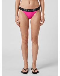 Philipp Plein - Lycra Bikini Bottoms With Logo Waistband And Crystals - Lyst