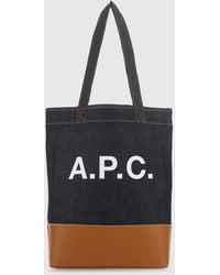 A.P.C. - Baumwoll-Denim-Einkaufstasche Mit Logo - Lyst