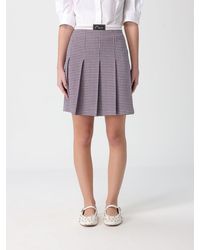 Marni - Pleated Viscose Blend Skirt With Logo - Lyst