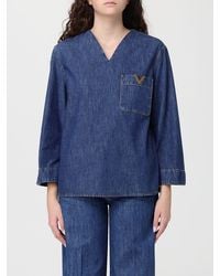 Valentino - Cotton Denim Blouse - Lyst