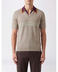Dries Van Noten - Striped Cotton-Knit Slim Fit Polo Shirt - Lyst