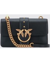 Pinko - Love Bag One Studded Leather Mini Crossbody Bag With Logo - Lyst