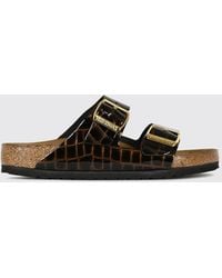Birkenstock - Arizona Croc-Effect Leather Sandals - Lyst