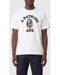A Bathing Ape - Cotton Jersey T-Shirt With Contrasting Chest Logo - Lyst