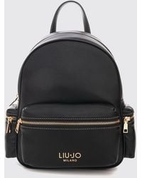 Liu Jo - Faux Leather Backpack With Contrast Logo And Adjustable Straps - Lyst