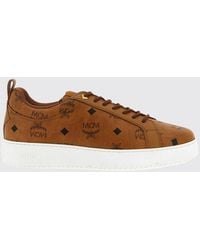MCM - Coated Cotton Sneakers With Printed Logo - Lyst