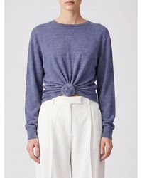 Magda Butrym - Long-Sleeved Wool Top With 3D Flower Appliqué - Lyst