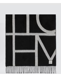 TOTEME - Virgin Wool Scarf With Contrasting Lettering Logo And Fringed Hem - Lyst
