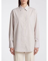 TOTEME - Striped Viscose And Silk Blend Shirt With Classic Collar - Lyst