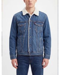 Levi's - Denim Shirt Jacket With Fur Collar And Patch Pockets - Lyst