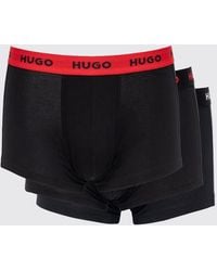 HUGO - Set Of Three Cotton Trunks With Elasticated Waistband And Contrast Logo - Lyst