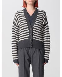 Brunello Cucinelli - Cardigan In Cotton With Dazzling Stripes - Lyst