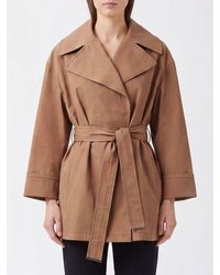 Herno - Short Cotton Gabardine Trench Coat With A Tie-Waist Belt - Lyst