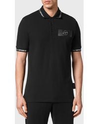 Philipp Plein - Slim Fit Cotton Polo Shirt With Contrast Hexagon Logo - Lyst