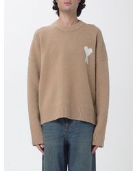 Ami Paris - Wool And Alpaca Crewneck Jumper With Jacquard Logo - Lyst