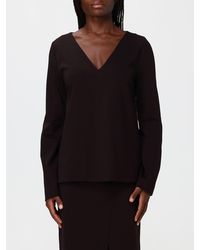 Liviana Conti - V-Neck Long-Sleeved Crêpe Top - Lyst