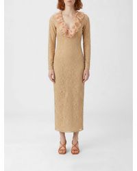 Alessandra Rich - Lace Midi Dress With Ruffles - Lyst