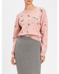 Twinset - Wool Blend Crew Neck Jumper With Beads And Sequins - Lyst