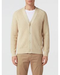 BOSS - Cárdigan De Mezcla De Algodón Con Cuello De Pico Y Botones - Lyst