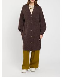 Twinset - Long Wool Blend Cardigan With Balloon Sleeves - Lyst