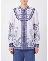 FARM Rio - Off- Coast Ramie Shirt With Mandarin Collar - Lyst