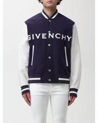 Givenchy - Giacca in pelle e misto lana con logo - Lyst