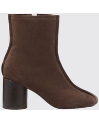 MM6 by Maison Margiela - Anatomic Suede Ankle Boots With Cylindrical Heel - Lyst