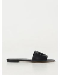 Dolce & Gabbana - Bianca Logo Leather Slides - Lyst