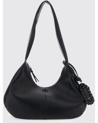 Ganni - Recycled Leather Hobo Bag With Tone-On-Tone Butterfly Logo Charm - Lyst