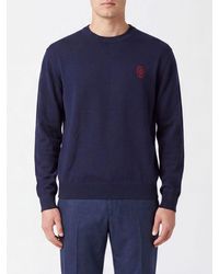 Drole de Monsieur - Merino Wool Blend Crewneck Jumper With Embroidered Logo - Lyst