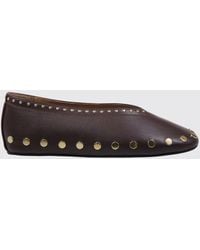 Ganni - Jenny Studded Recycled-Material Ballet Flats - Lyst