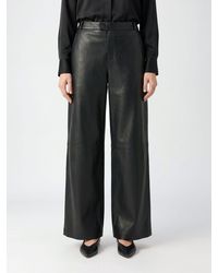 Arma - Pantalones Anchos De En Piel De Cordero Lisa De Talle Medio - Lyst