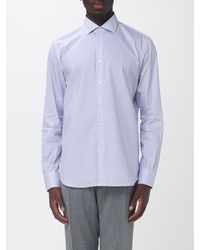 Brooksfield - Striped Cotton Twill Slim Fit Shirt With French Collar - Lyst