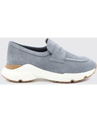 Tod's - Suede Loafers With Penny Bar And Rubber Sole - Lyst