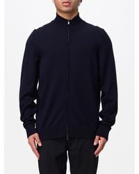 BOSS - Virgin Wool Cardigan With High Neck And Zip Closure - Lyst