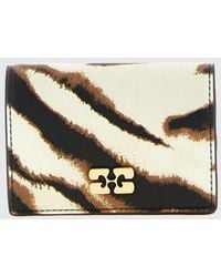 Ganni - Bou Zebra-Print Faux Leather Wallet With Butterfly Logo - Lyst