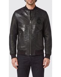 Billionaire - Crocodile And Nappa Leather Bomber Jacket With Crest Logo - Lyst