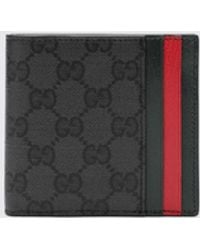 Gucci - Gg Supreme Monogram Bifold Wallet With Stripe Detail - Lyst