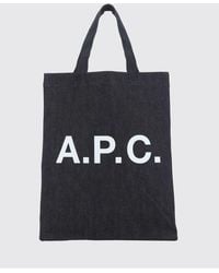 A.P.C. - Denim Tote Bag With Flat Fabric Handles - Lyst