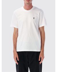 Ami Paris - Crewneck Cotton T-Shirt With Embroidered Ami De Coeur Logo And Dropped Shoulders - Lyst