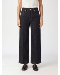 Brunello Cucinelli - High-Waisted Cropped Wide Leg Denim Jeans With Monili - Lyst