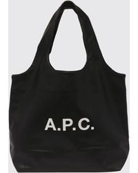A.P.C. - Ninon Large Recycled Synthetic Leather Shoulder Bag With Printed Logo - Lyst