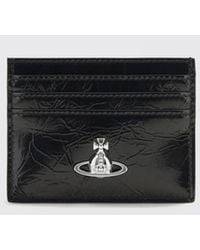 Vivienne Westwood - Crinkled-Effect Leather Card Holder With Orb Logo - Lyst
