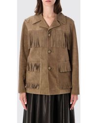 Ralph Lauren - Cropped Suede Lambskin Jacket With Fringes And Embroidery - Lyst